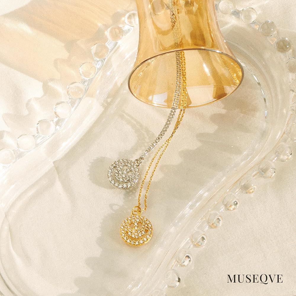 Amazon.com: MUSEQVE 14K Gold Plated Smiley Face Necklace for Women